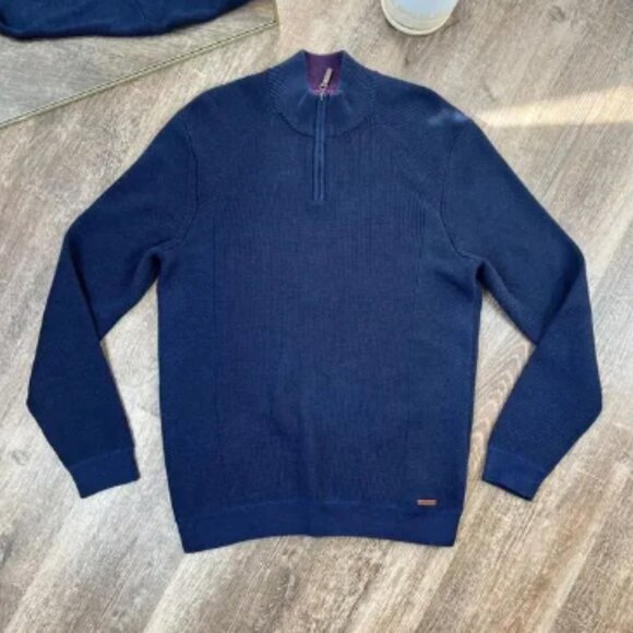 Ted Baker wool blend quarters zip sweater - Picture 1 of 5